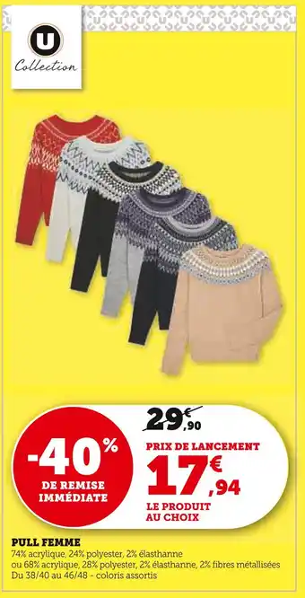 Hyper U U COLLECTION Pull Femme offre
