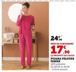 Hyper U Pyjama velours femme offre