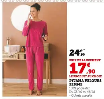 Hyper U Pyjama velours femme offre