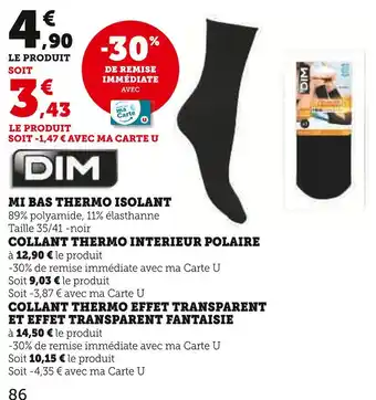 Hyper U DIM Mi Bas Thermo Isolant offre