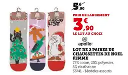 Hyper U Lot de 2 paires de chaussettes de Noël femme offre