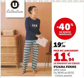 Hyper U U COLLECTION Pyjama femme offre