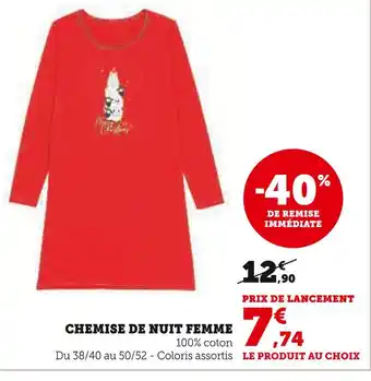 Hyper U Chemise de nuit femme offre