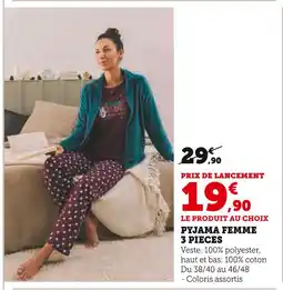 Hyper U Pyjama Femme 3 Pièces offre