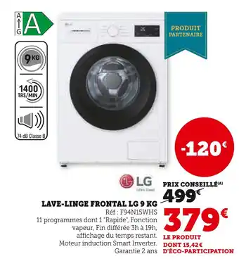 Hyper U LG Lave-linge frontal 9 kg offre