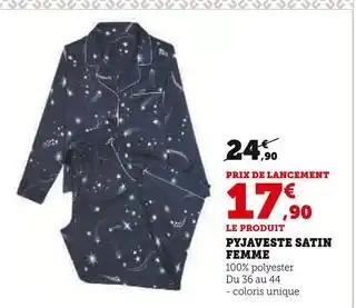 Hyper U Pyjaveste Satin Femme offre