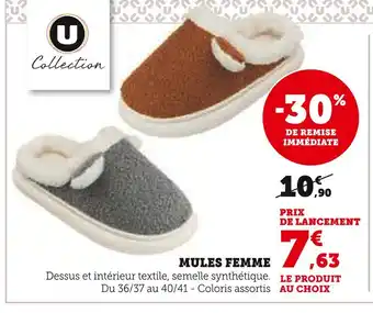 Hyper U U Collection Mules Femme offre