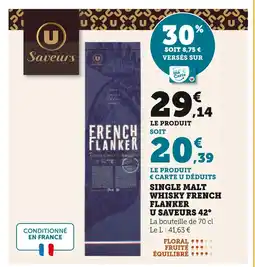 Hyper U U Saveurs Single Malt Whisky French Flanker 42° offre