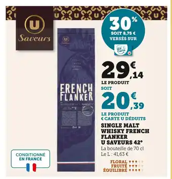 Hyper U U Saveurs Single Malt Whisky French Flanker 42° offre
