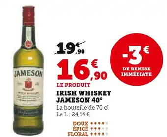 Hyper U JAMESON Irish Whiskey 40° offre