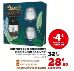 Hyper U PRESIDENTE Coffret rum marti gran anejo 40° offre