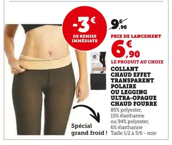 Hyper U Collant chaud effet transparent polaire ou legging ultra-opaque chaud fourre offre