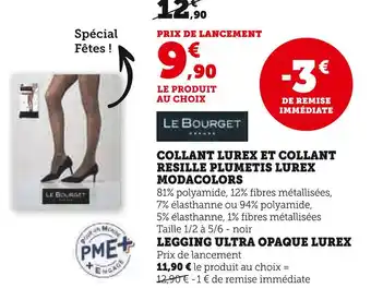 Hyper U LE BOURGET Collant Lurex et Collant Résille Plumetis Lurex Modacolors offre