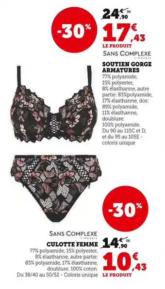 Hyper U Soutien Gorge Armatures offre