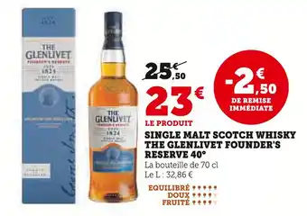 Hyper U THE GLENLIVET Single malt scotch whisky founder's reserve 40° offre