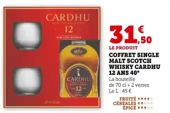 Hyper U CARDHU Coffret Single Malt Scotch Whisky 12 ans 40° offre