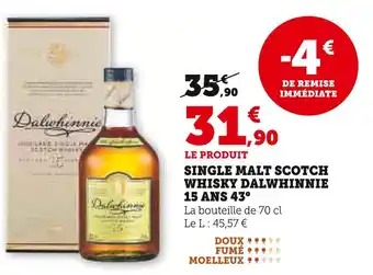 Hyper U DALWHINNIE Single malt scotch whisky 15 ans 43° offre