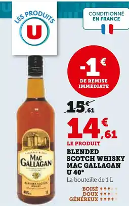 Hyper U MAC GALLAGAN Blended Scotch Whisky U 40° offre