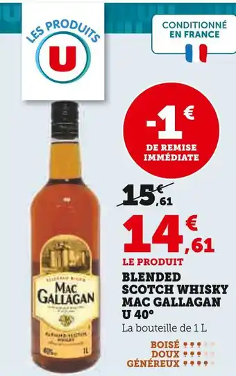 Hyper U MAC GALLAGAN Blended Scotch Whisky U 40° offre