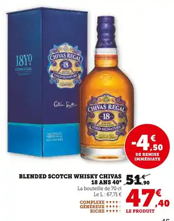 Hyper U Chivas Regal Blended Scotch Whisky 18 ans 40° offre