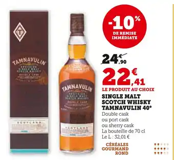 Hyper U TAMNAVULIN Single malt scotch whisky 40° offre