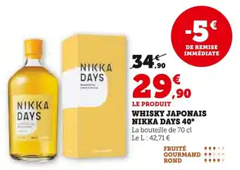 Hyper U NIKKA DAYS Whisky Japonais 40° offre