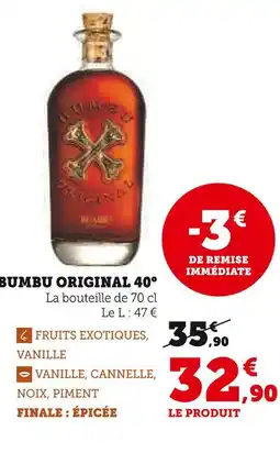 Hyper U Bumbu original 40° offre