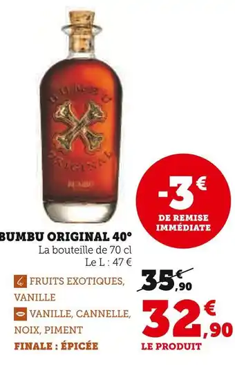 Hyper U Bumbu original 40° offre