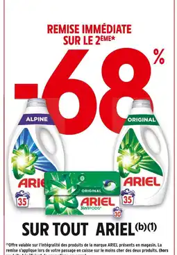 Intermarché ARIEL 68% remise immédiate sur le 2ème sur tout ARIEL offre