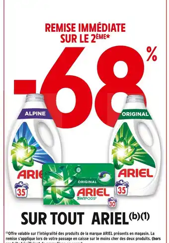 Intermarché ARIEL 68% remise immédiate sur le 2ème sur tout ARIEL offre