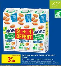 Intermarché BJORG Boisson Amande Sans Sucres Bio offre
