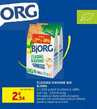 Intermarché Bjorg Flocons d'Avoine Bio offre