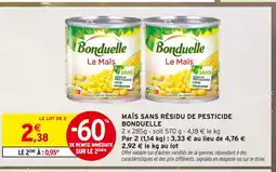 Intermarché Bonduelle Maïs Sans Résidu de Pesticide offre