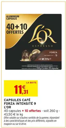 Intermarché L'OR Capsules Café Forza Intensité 9 offre