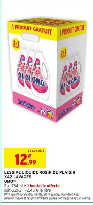 Intermarché OMO Lessive liquide Rosir de Plaisir X42 lavages offre