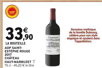 Intermarché Château Haut-Marbuzet AOP Saint-Estèphe Rouge 2017 offre