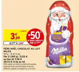 Intermarché MILKA Père Noël Chocolat au Lait offre