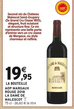 Intermarché LA DAME DE MALESCOT AOP Margaux Rouge 2018 offre