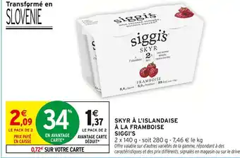 Intermarché SIGGI'S Skyr à l'islandaise à la framboise offre