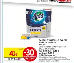 Intermarché APTA Capsule Vaisselle Expert Tout en 1 Citron offre
