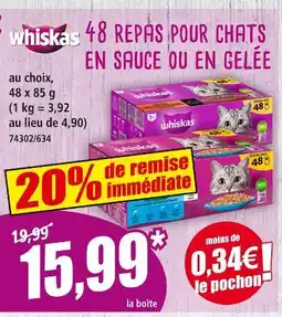 Norma Whiskas 48 repas pour chats en sauce offre