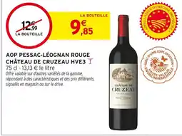 Intermarché Château de Cruzeau AOP Pessac-Léognan Rouge HVE3 offre