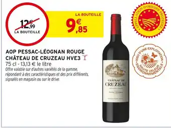 Intermarché Château de Cruzeau AOP Pessac-Léognan Rouge HVE3 offre