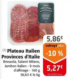 Colruyt Plateau Italien Provinces d'Italie offre