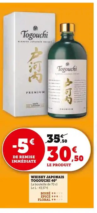 U Express TOGOUCHI Whisky Japonais 40° offre