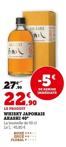 U Express AKASHI Whisky Japonais 40° offre