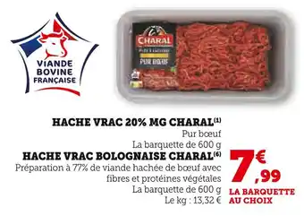 Super U CHARAL Haché Vrac 20% MG offre