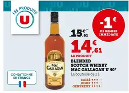 U Express U Blended scotch whisky mac gallagan 40° offre