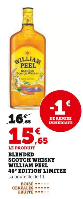 U Express WILLIAM PEEL Blended Scotch Whisky 40° Edition Limitée offre