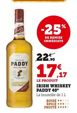 U Express PADDY Irish Whiskey 40° offre